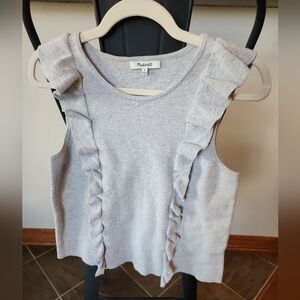 Women's Madewell Gray Ruffle Tank Top
